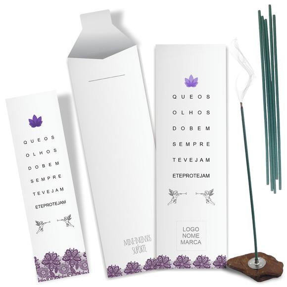 Kit Incenso Personalizado Olhos do Bem. Pacote c/ 24un