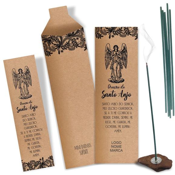 Kit Incenso Personalizado Oração Santo Anjo. Pacote c/ 24un