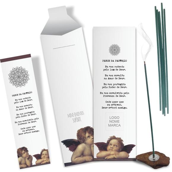 Kit Incenso Personalizado Prece Proteção. Pacote c/ 24un