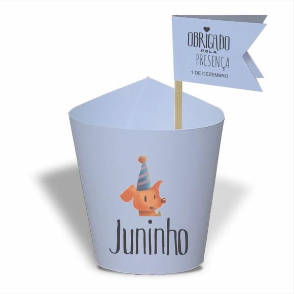 Rótulo mini suculenta + tag bandeira + palito. Aniversário