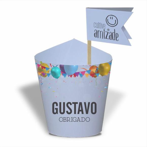 Rótulo mini suculenta + tag bandeira + palito. Aniversário