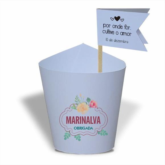 Rótulo mini suculenta + tag bandeira + palito. Aniversário