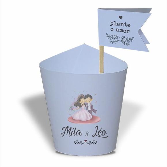 Rótulo mini suculenta + tag bandeira + palito. Casamento