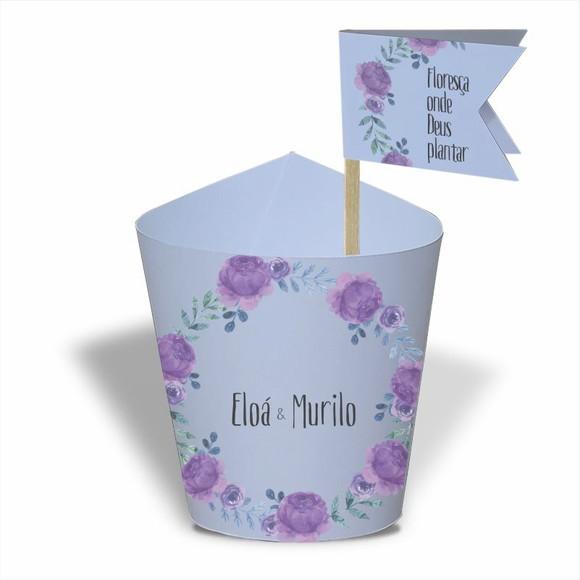 Rótulo mini suculenta + tag bandeira + palito. Casamento