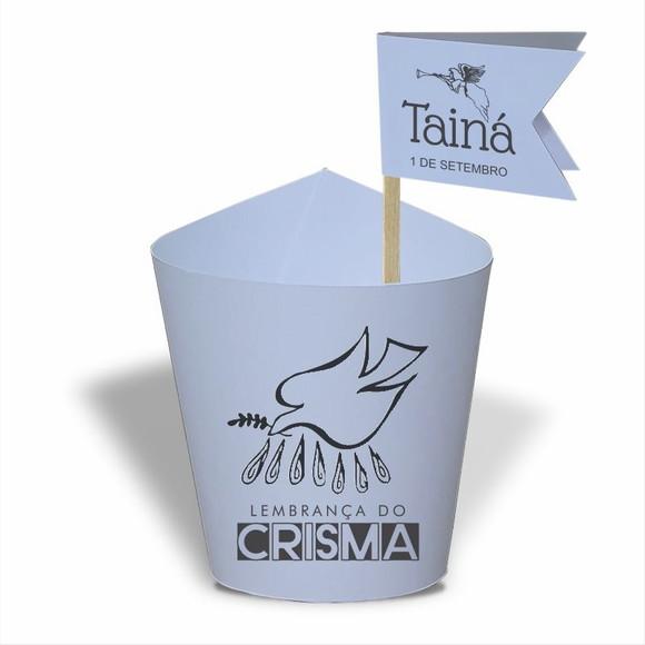 Rótulo mini suculenta + tag bandeira + palito. Crisma