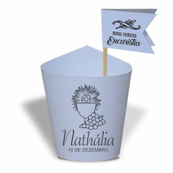 Rótulo mini suculenta + tag bandeira + palito. Eucaristia