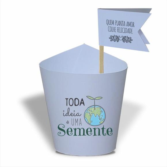Rótulo mini suculenta + tag bandeirinha + palito. Eco
