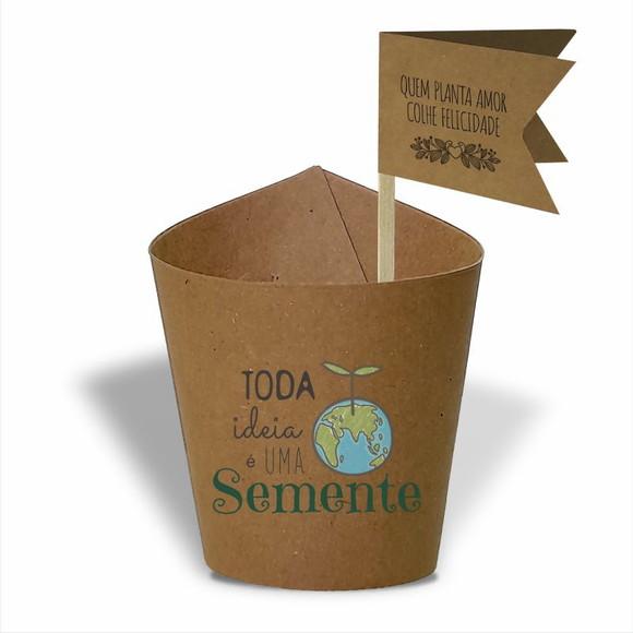 Rótulo mini suculenta + tag bandeirinha + palito. Eco