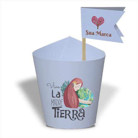 Rótulo mini suculenta + tag bandeirinha + palito. Eco