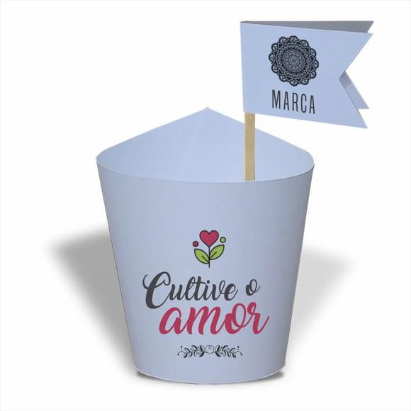 Rótulo mini suculenta + tag bandeirinha + palito. Frases