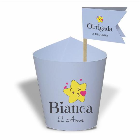 Rótulo mini suculenta + tag bandeirinha + palito. Infantil