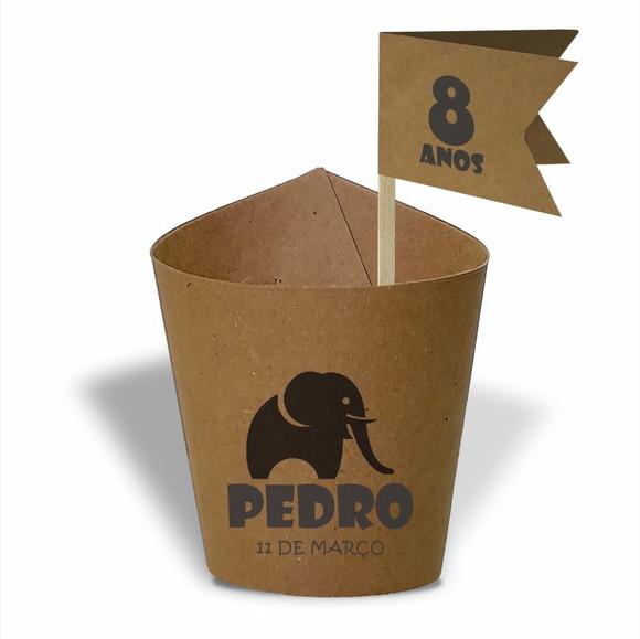 Rótulo mini suculenta + tag bandeirinha + palito. Infantil