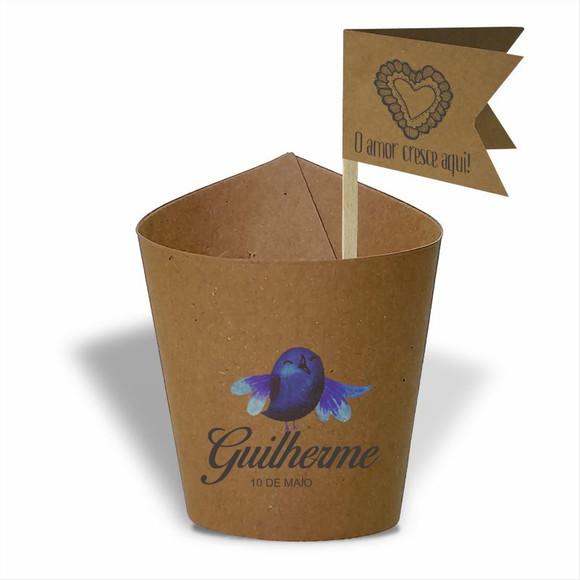 Rótulo mini suculenta + tag bandeirinha + palito. Infantil
