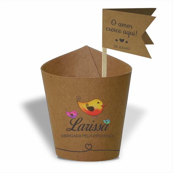 Rótulo mini suculenta + tag bandeirinha + palito. Infantil