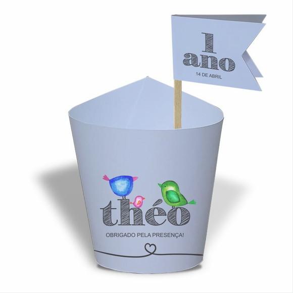 Rótulo mini suculenta + tag bandeirinha + palito. Infantil
