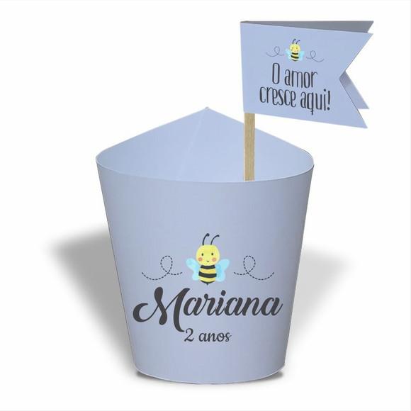 Rótulo mini suculenta + tag bandeirinha + palito. Infantil