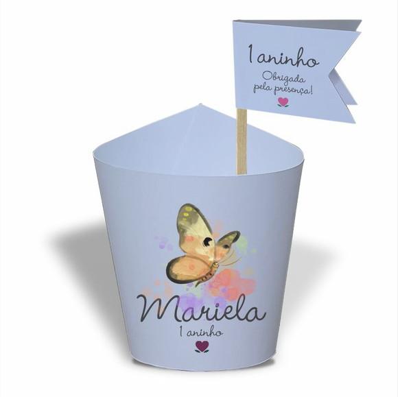 Rótulo mini suculenta + tag bandeirinha + palito. Infantil