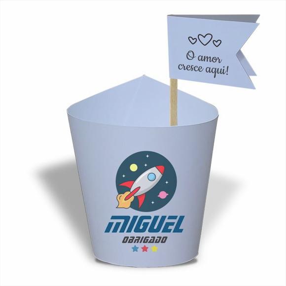 Rótulo mini suculenta + tag bandeirinha + palito. Infantil