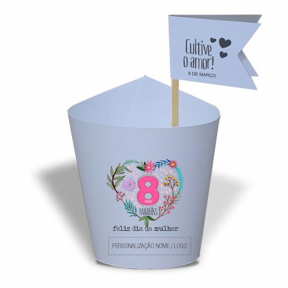 Rótulo Mini Suculenta Dia da Mulher, Personalizado. Mod.03