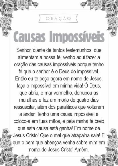 Santinho Causas Impossíveis. Pcte c/ 250 Unids