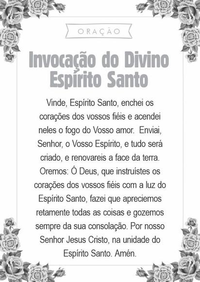 Santinho Invocação Divino Espírito Santo. Pcte c/ 250 Unids
