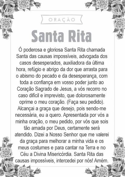Santinho Santa Rita. Pcte c/ 250 Unids
