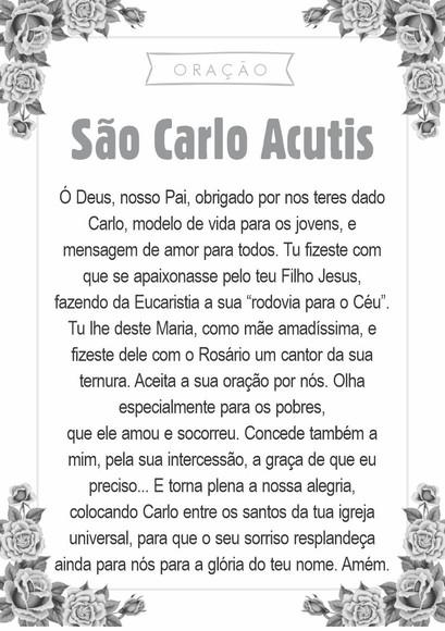 Santinho São Carlo Acutis. Pcte c/ 250 Unids