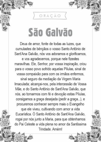 Santinho São Galvão. Pcte c/ 250 Unids