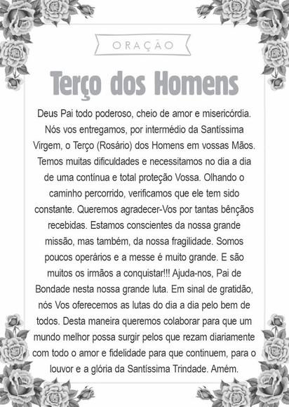 Santinho Terço dos Homens. Pcte c/ 250 Unids