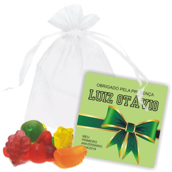 SAQUINHO DE ORGANZA + MINI CARTÃO - ANIVERSÁRIO MOD.04