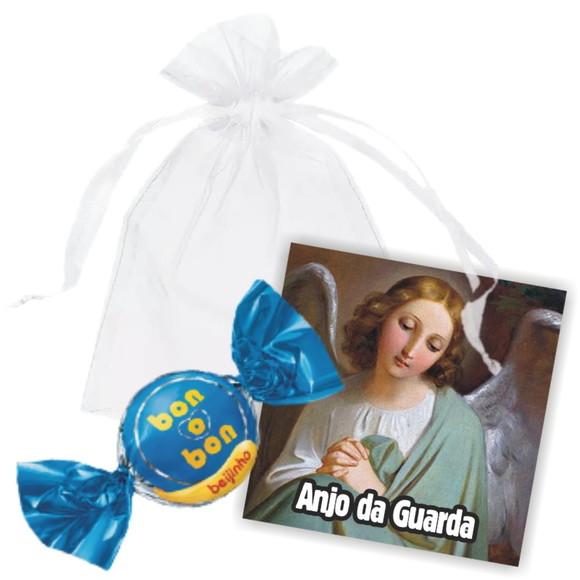 SAQUINHO DE ORGANZA + MINI CARTÃO - ANJO DA GUARDA MOD.02