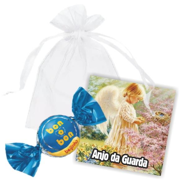 SAQUINHO DE ORGANZA + MINI CARTÃO - ANJO DA GUARDA MOD.03