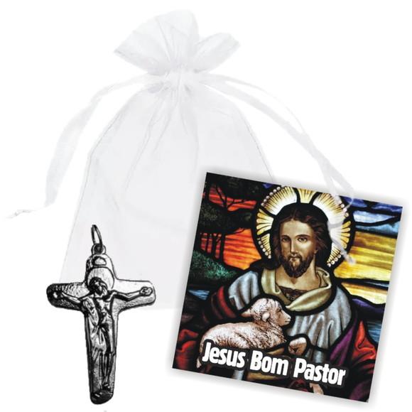 SAQUINHO DE ORGANZA + MINI CARTÃO - CRISTO MOD.02