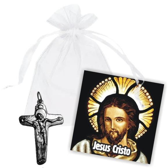 SAQUINHO DE ORGANZA + MINI CARTÃO - CRISTO MOD.05