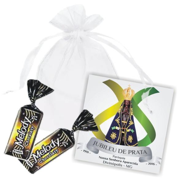 SAQUINHO DE ORGANZA + MINI CARTÃO - LOGOMARCA / BRASÃO