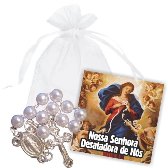 SAQUINHO DE ORGANZA + MINI CARTÃO - N.SRA. DESATADORA DE NÓS