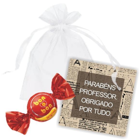 SAQUINHO DE ORGANZA + MINI CARTÃO - PROFESSOR
