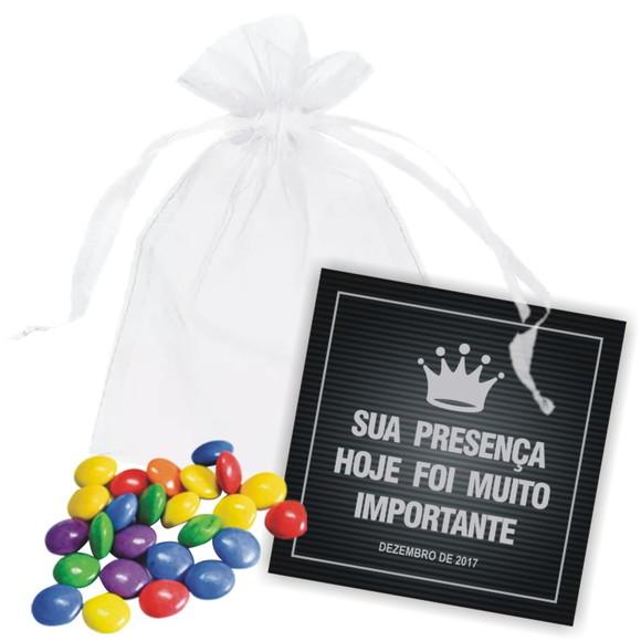 SAQUINHO DE ORGANZA + MINI CARTÃO - PRESENÇA IMPORTANTE