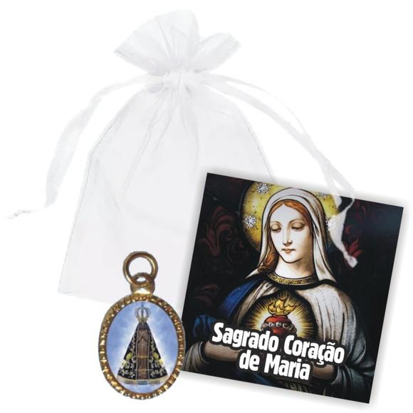 SAQUINHO DE ORGANZA + MINI CARTÃO - SAGRADO CORAÇÃO DE MARIA