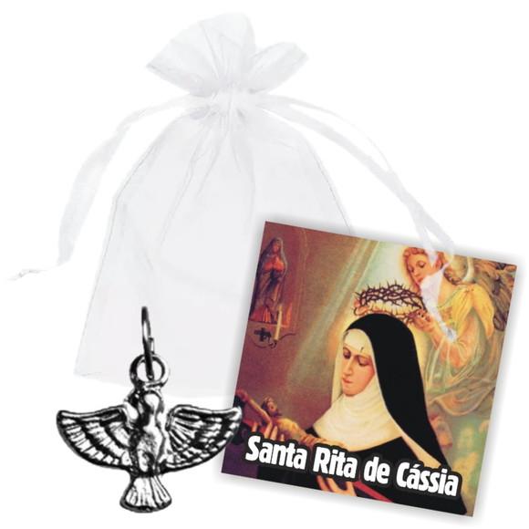 SAQUINHO DE ORGANZA + MINI CARTÃO - SANTA RITA DE CÁSSIA