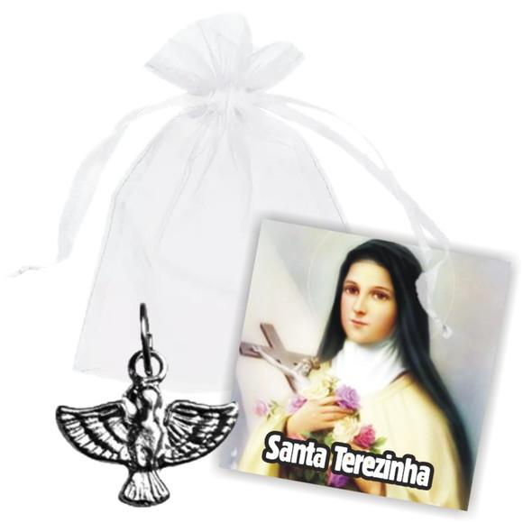SAQUINHO DE ORGANZA + MINI CARTÃO - SANTA TEREZINHA