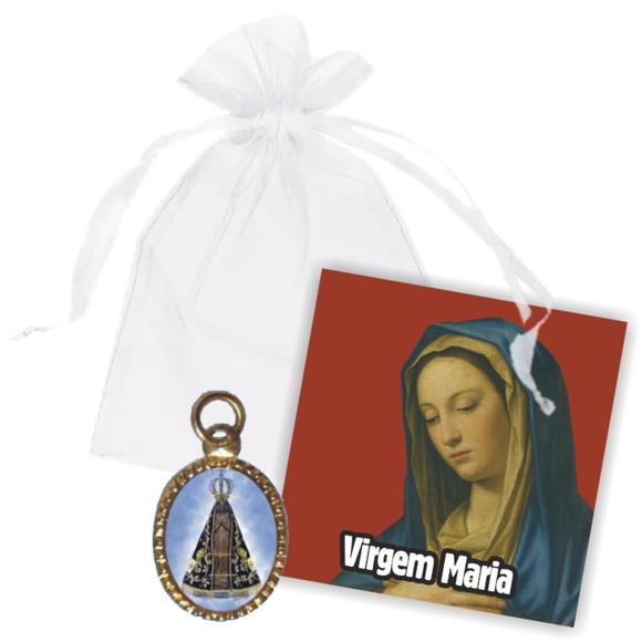 SAQUINHO DE ORGANZA + MINI CARTÃO - VIRGEM MARIA MOD.03