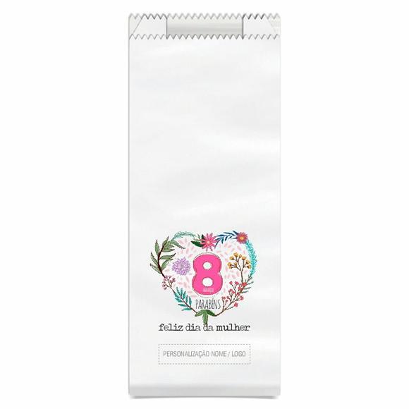 Saquinho de Papel Dia da Mulher, Personalizado. Mod.03