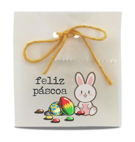 Saquinho de Papel Feliz Páscoa, Person, Furo/cordão. Mod7