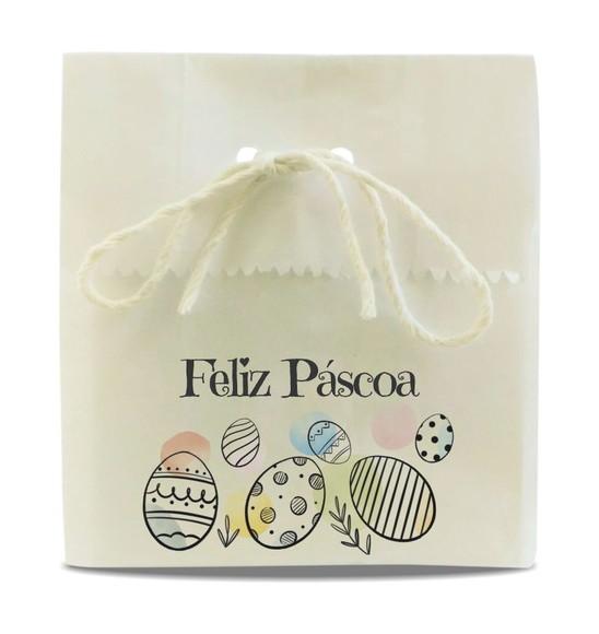 Saquinho de Papel Feliz Páscoa, Person, Furo/cordão. Mod9