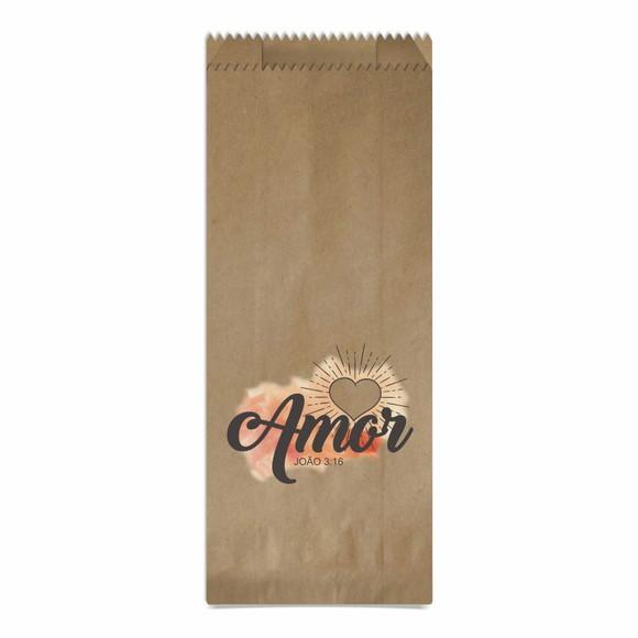 Saquinho Kraft Simples Personalizado - Amor - João 3:16