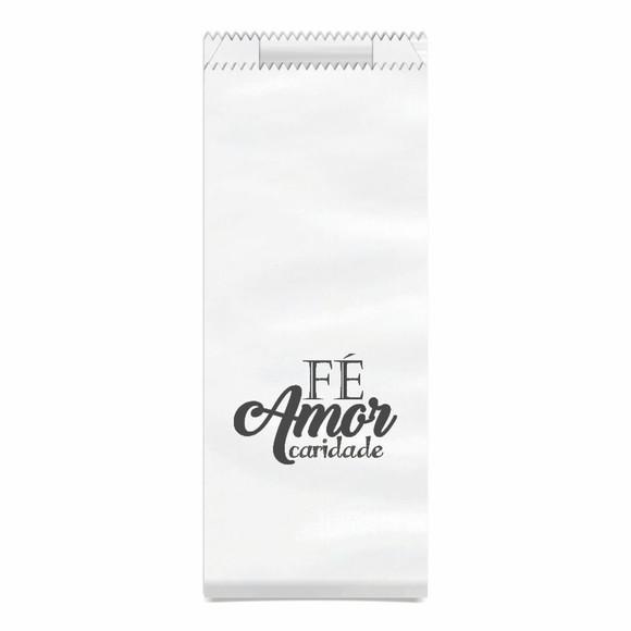 SAQUINHO KRAFT SIMPLES PERSONALIZADO - FÉ AMOR CARIDADE