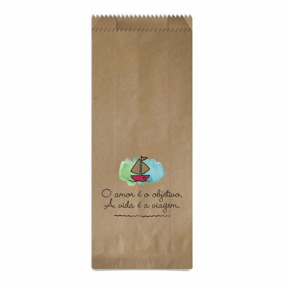 SAQUINHO KRAFT SIMPLES PERSONALIZADO - O AMOR É A VIAGEM...