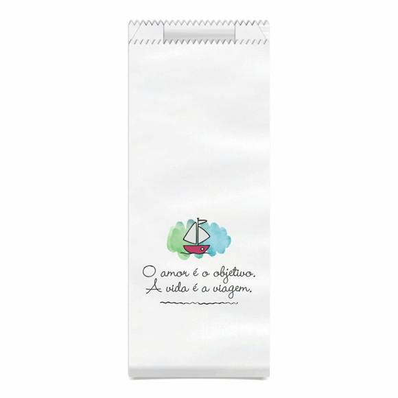 SAQUINHO KRAFT SIMPLES PERSONALIZADO - O AMOR É A VIAGEM...