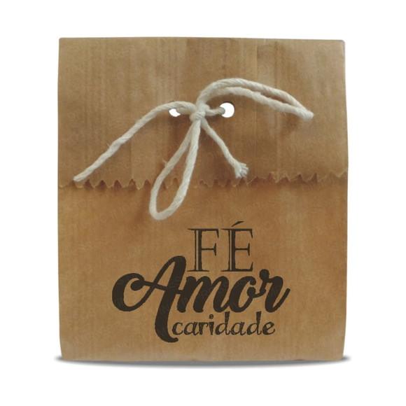 SAQUINHO PAPEL PERSONALIZADO - FÉ AMOR CARIDADE